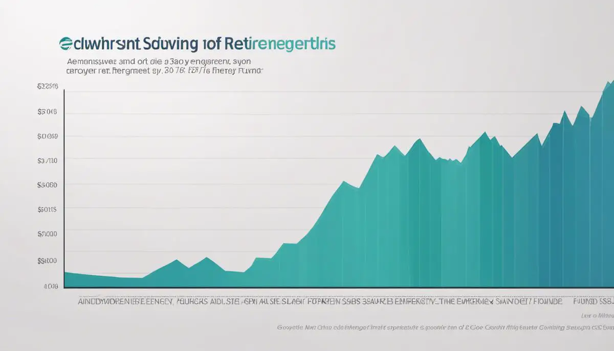A line graph showing the growth of retirement savings and emergency funds over time